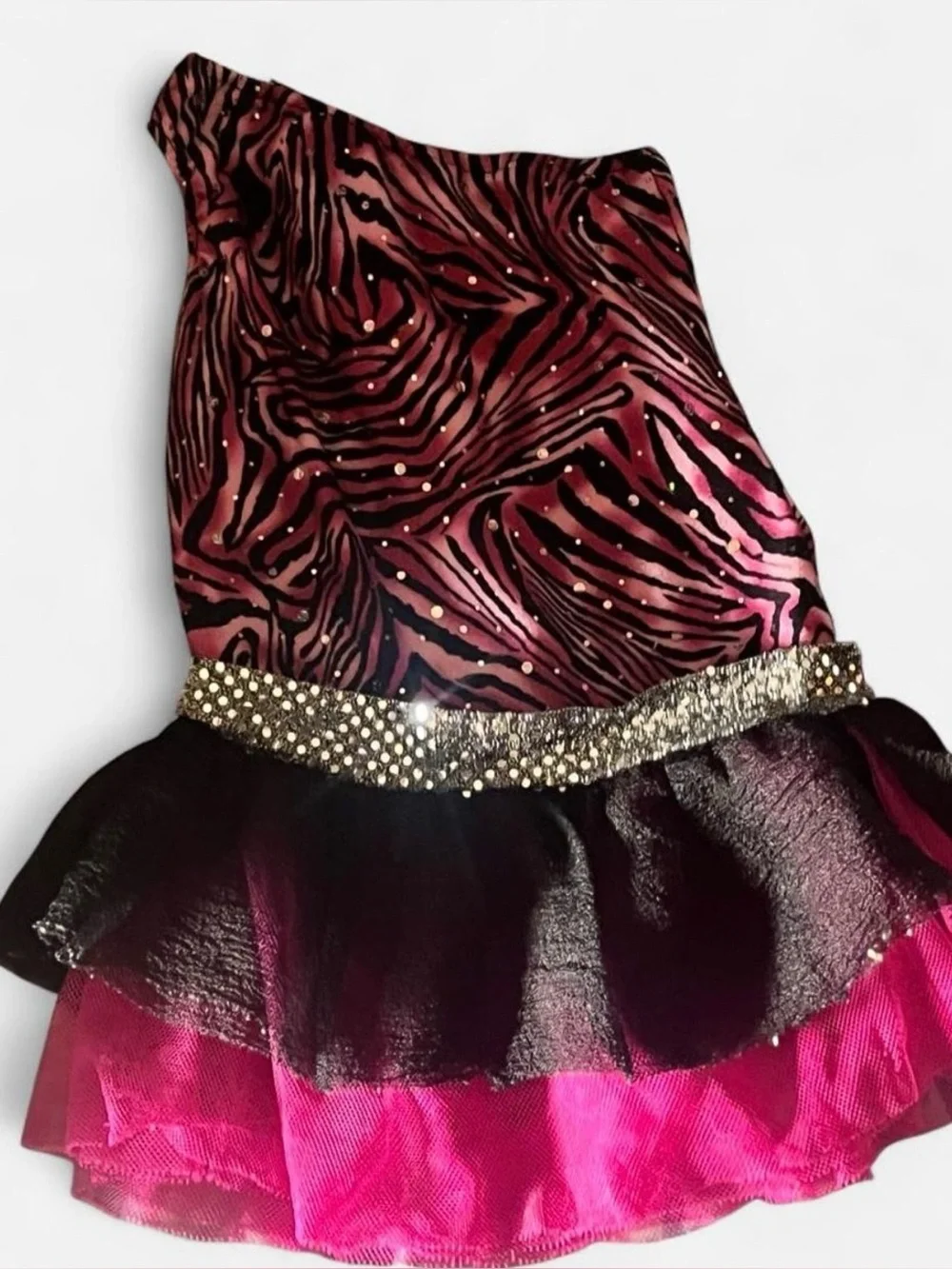 Melissa & Doug Pink and Black Zebra Dance Costume with Gold Belt